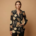 Dark Floral Garden All-Over Print Casual Blazer | Dark Floral Women's — front view