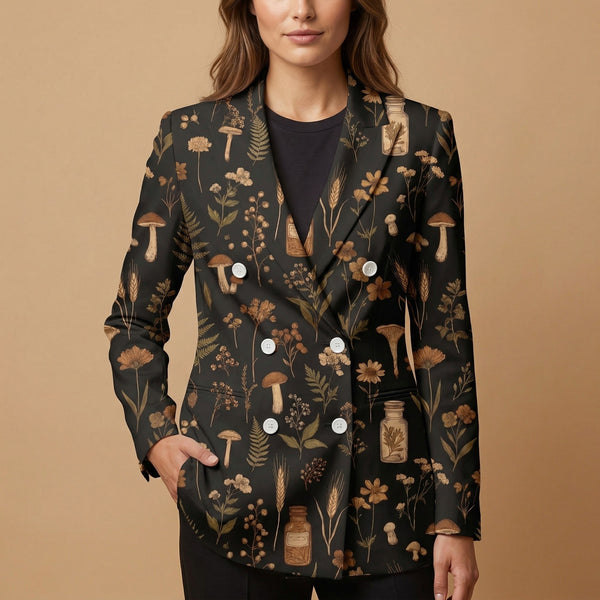 Dark Cottagecore All-Over Print Casual Blazer | Dark Cottagecore Women — front view
