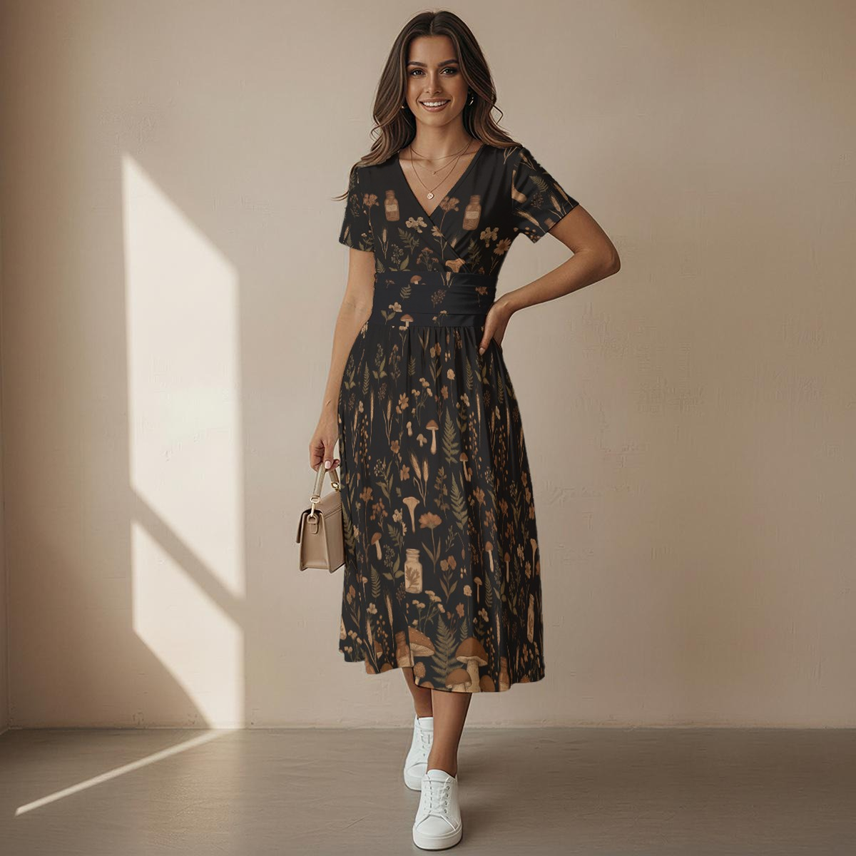 cottagecore midi dress Cottagecore Midi Dress with Lace Collar
