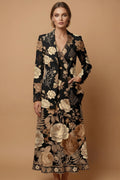 Dark Floral Garden (Variant B) Blazer + Dress Set | Dark Floral Matchi — complete outfit front view