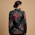 Dark Floral Classic All-Over Print Casual Blazer | Dark Floral Women's — back view showing full print design