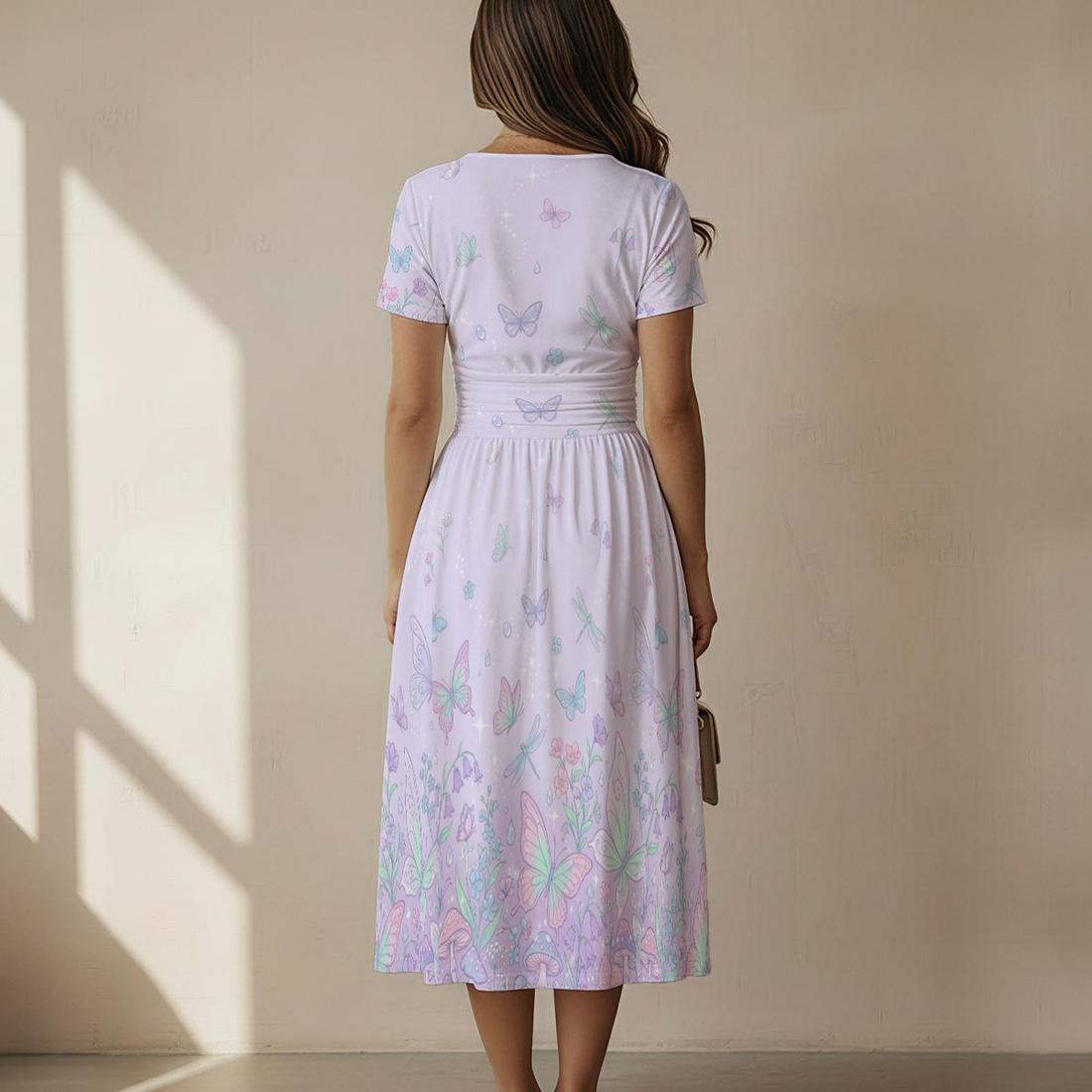 Fairycore Bloom V-Neck Midi Dress