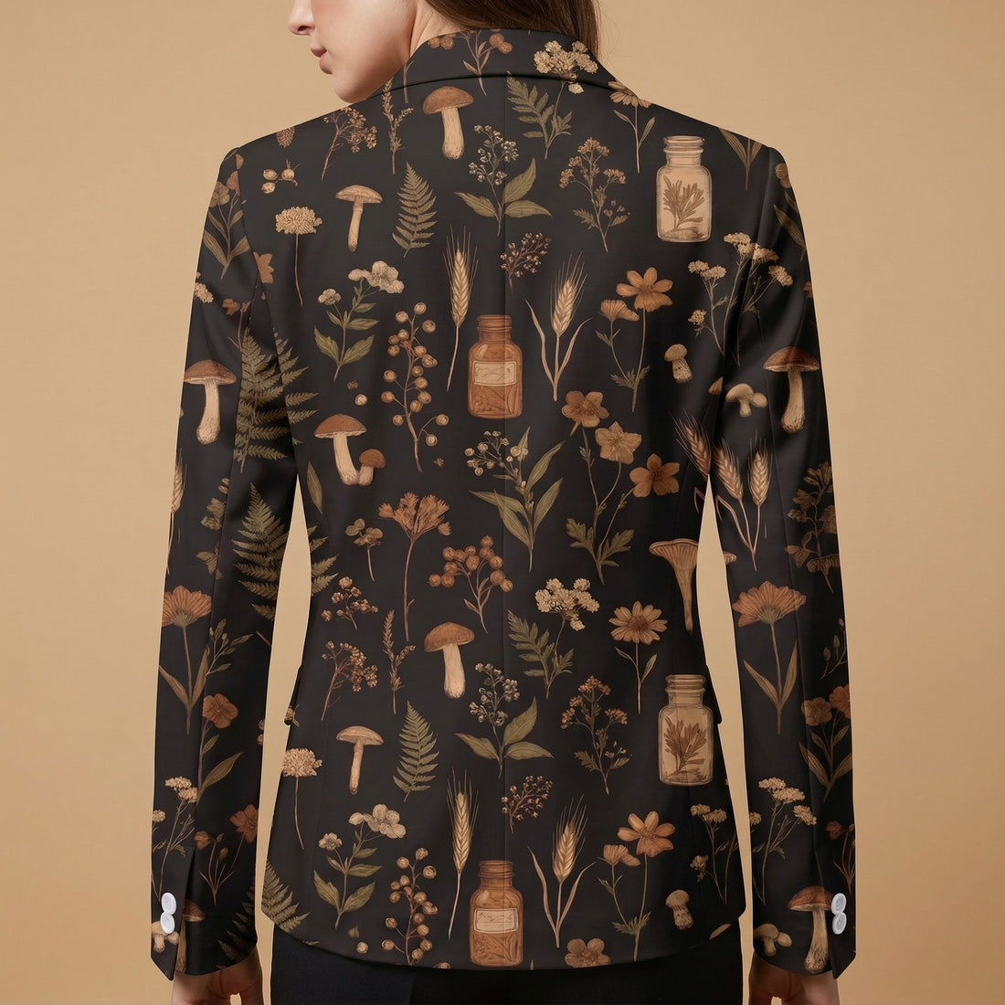 Dark Cottagecore All-Over Print Casual Blazer | Dark Cottagecore Women — front view