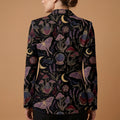 Whimsigoth Midnight All-Over Print Casual Blazer | Whimsigoth Women's — back view showing full print design