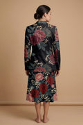 Dark Floral Classic (Variant B) Blazer + Dress Set | Dark Floral Match — complete outfit back view