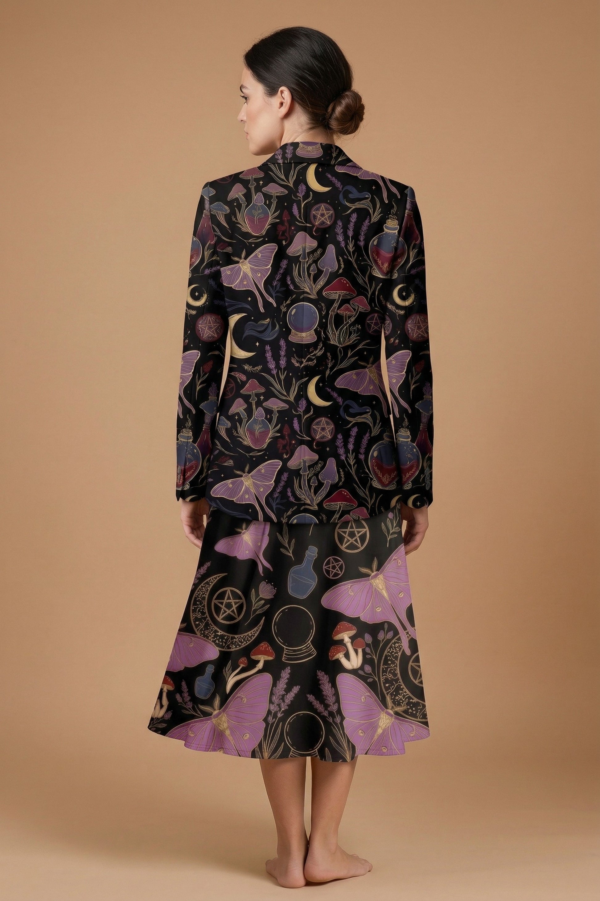 Whimsigoth Midnight Blazer + Dress Set | Whimsigoth Matching Outfit — complete outfit back view