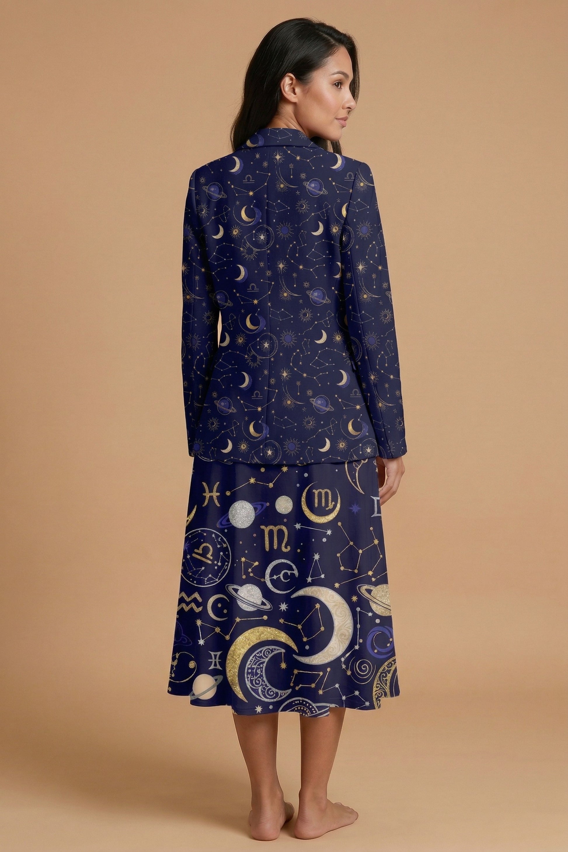 Celestial Midnight Blazer + Dress Set | Celestial Matching Outfit — complete outfit back view