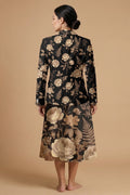 Dark Floral Garden (Variant B) Blazer + Dress Set | Dark Floral Matchi — complete outfit back view