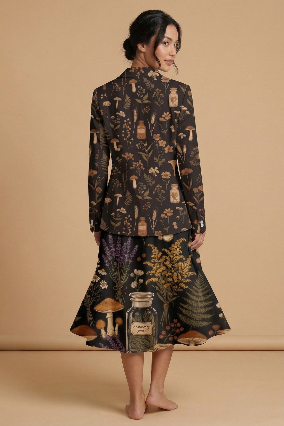 Dark Cottagecore Blazer + Dress Set | Dark Cottagecore Matching Outfit — complete outfit front view