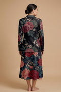 Dark Floral Classic (Variant A) Blazer + Dress Set | Dark Floral Match — complete outfit back view