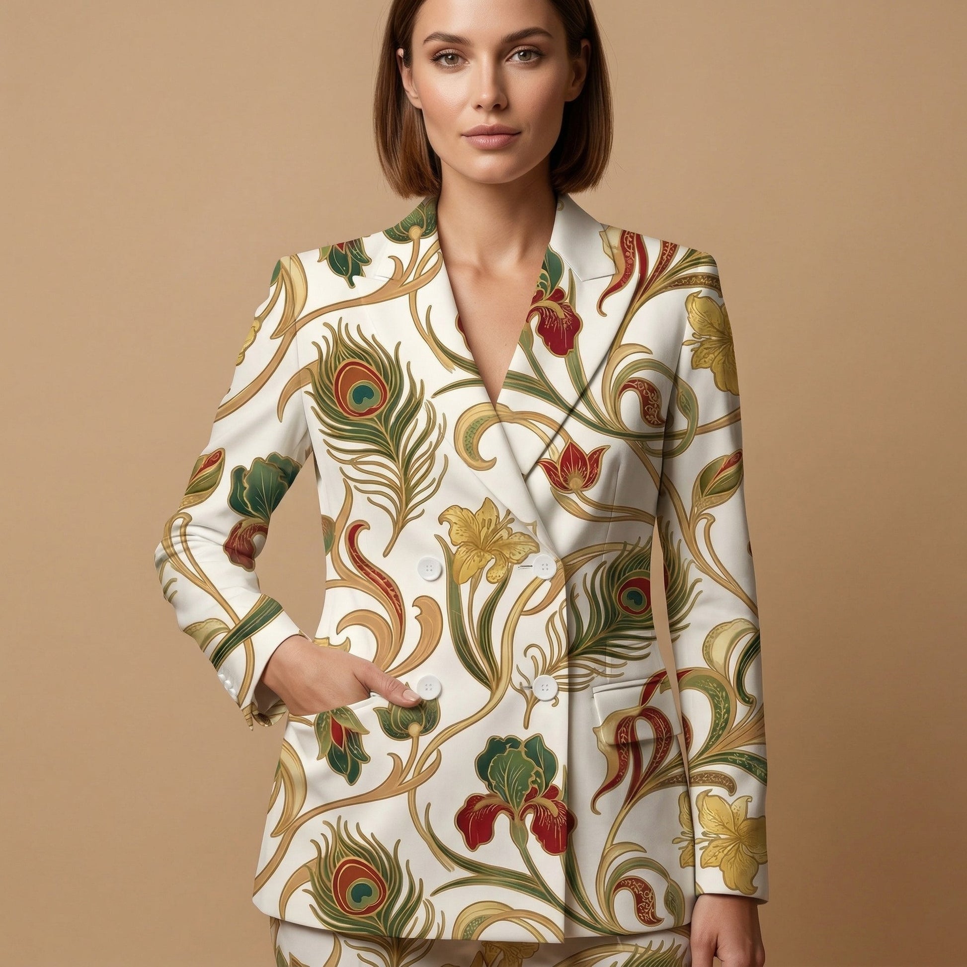 Art Nouveau Gold (Variant A) Blazer + Dress Set | Art Nouveau Matching — blazer front view
