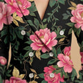 Dark Floral Noir All-Over Print Casual Blazer | Dark Floral Women's Bl — closeup detail / blazer front view