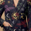 Whimsigoth Eclipse All-Over Print Casual Blazer | Whimsigoth Women's B — closeup detail / blazer front view