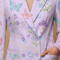 Fairycore Bloom All-Over Print Casual Blazer | Fairycore Women's Blaze — closeup detail / blazer front view