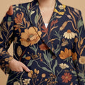 Dark Floral Rose All-Over Print Casual Blazer | Dark Floral Women's Bl — closeup detail / blazer front view