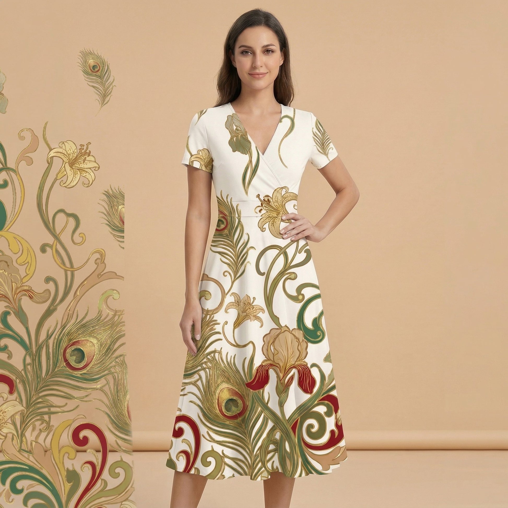 Art Nouveau Gold (Variant A) Blazer + Dress Set | Art Nouveau Matching — dress front view