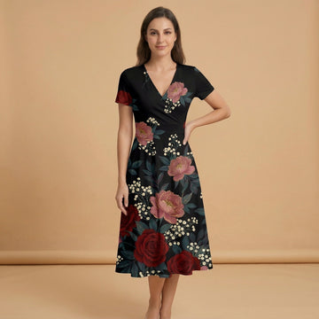 Dark Floral Classic (Variant B) Blazer + Dress Set | Dark Floral Match — dress front view
