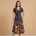Dark Floral Rose (Variant A) Blazer + Dress Set | Dark Floral Matching — dress front view