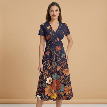 Dark Floral Rose (Variant A) Blazer + Dress Set | Dark Floral Matching — dress front view