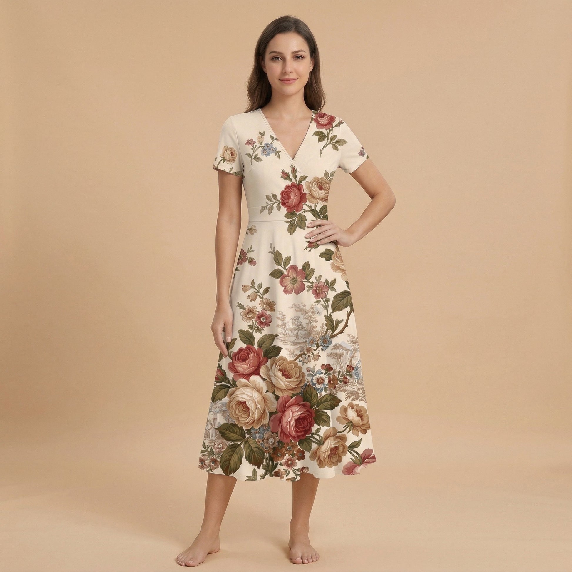 Vintage Floral Blazer + Dress Set | Vintage Floral Matching Outfit — dress front view