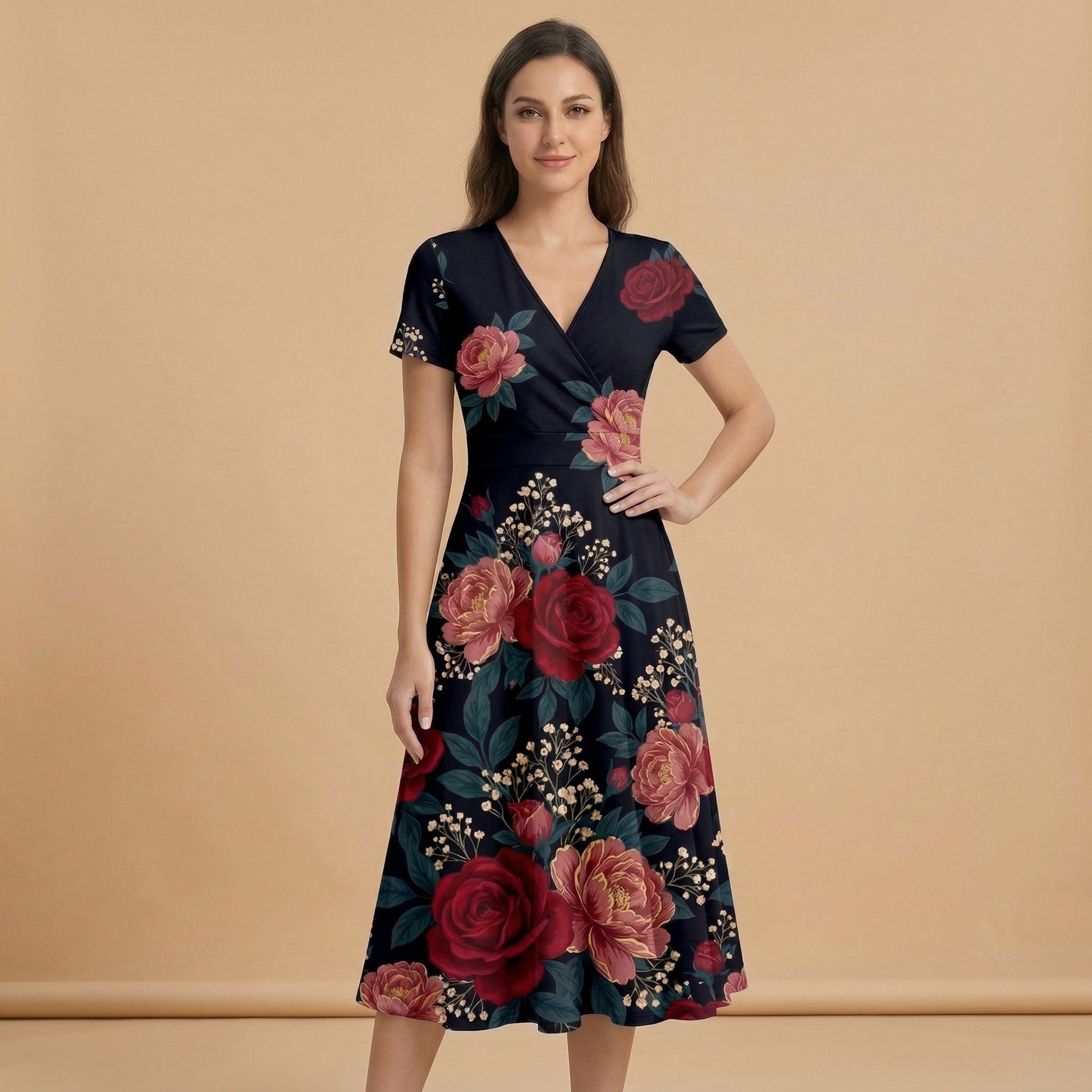 Dark Floral Classic (Variant A) Blazer + Dress Set | Dark Floral Match — dress front view