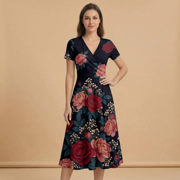 Dark Floral Classic (Variant A) Blazer + Dress Set | Dark Floral Match — dress front view