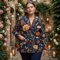 Dark Floral Rose All-Over Print Casual Blazer | Dark Floral Women's Bl — dress front view