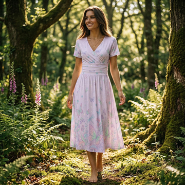 Fairycore Bloom V-Neck Midi Dress