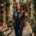 Dark Floral Classic All-Over Print Casual Blazer | Dark Floral Women's — dress front view