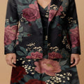 Dark Floral Classic (Variant B) Blazer + Dress Set | Dark Floral Match — fabric detail closeup