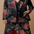 Dark Floral Classic (Variant A) Blazer + Dress Set | Dark Floral Match — fabric detail closeup