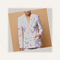 Fairycore Bloom All-Over Print Casual Blazer | Fairycore Women's Blaze — fabric detail closeup, sublimation print quality
