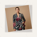Dark Floral Classic All-Over Print Casual Blazer | Dark Floral Women's — fabric detail closeup, sublimation print quality