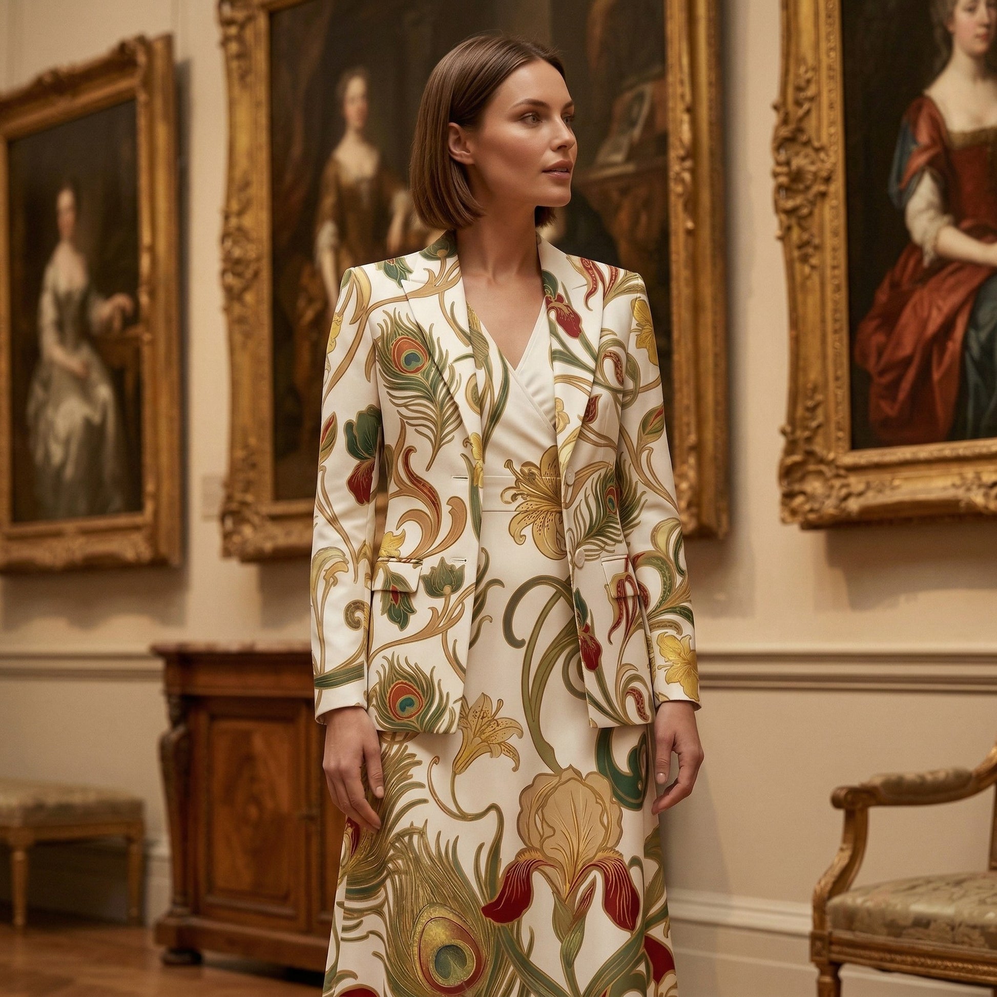 Art Nouveau Gold (Variant A) Blazer + Dress Set | Art Nouveau Matching — lifestyle editorial setting