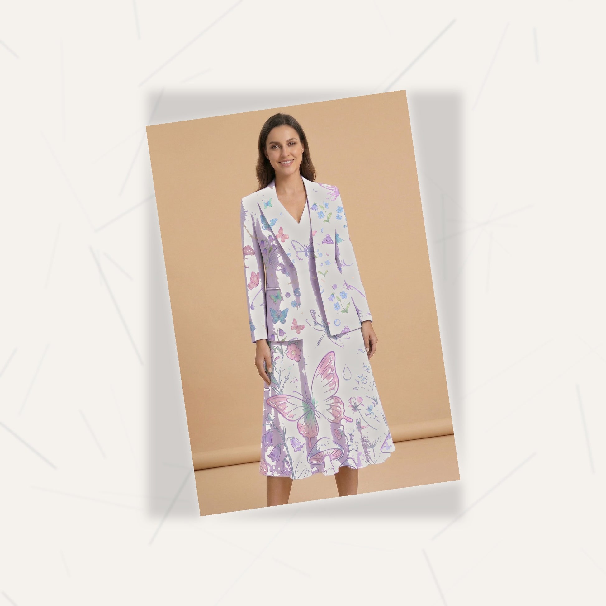 Fairycore Bloom Blazer + Dress Set | Fairycore Matching Outfit — flat lay presentation on marble surface