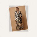 Dark Floral Garden (Variant B) Blazer + Dress Set | Dark Floral Matchi — flat lay presentation on marble surface