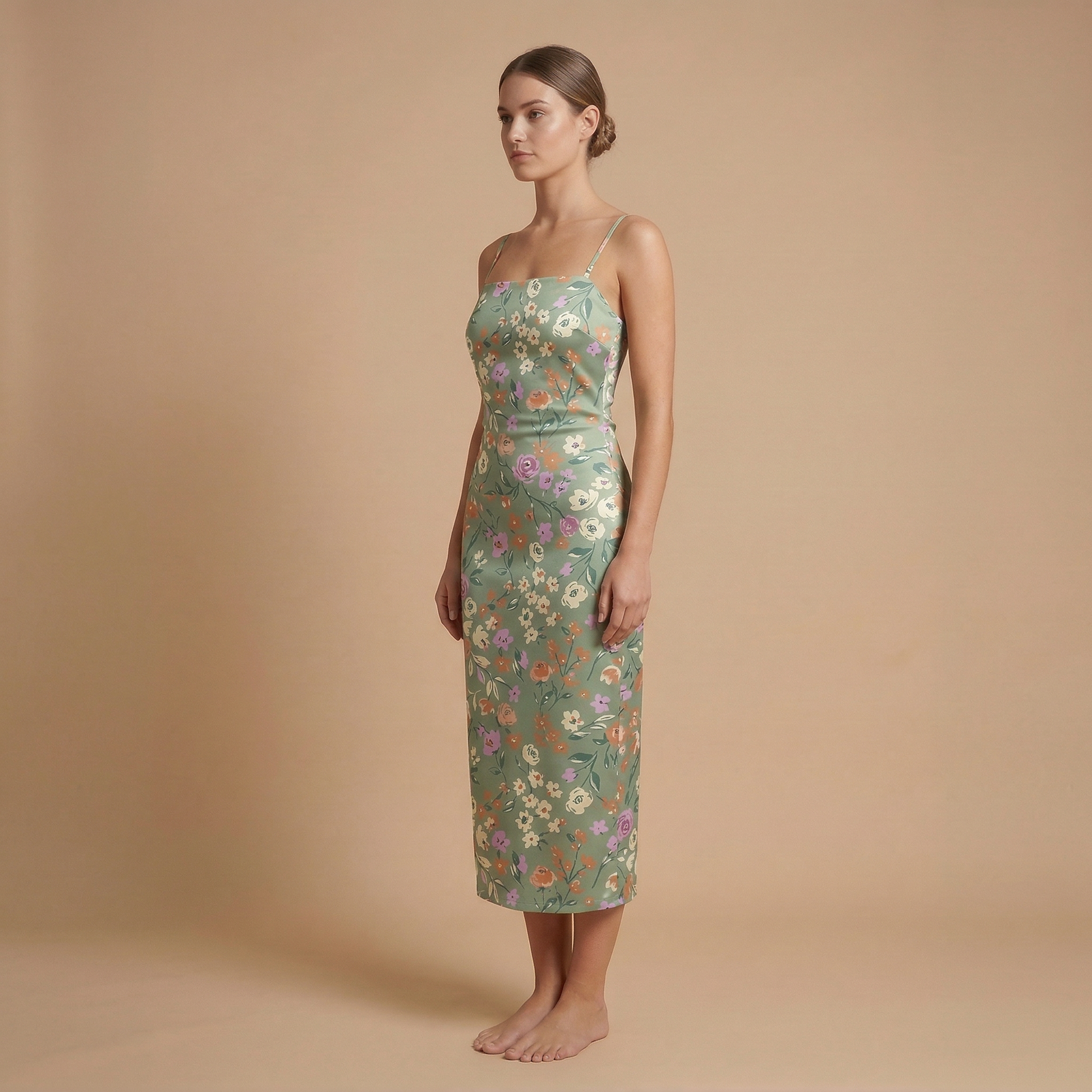 Garden Party Spaghetti Strap Dress | All Over Print Boho Floral Fashion — view 3