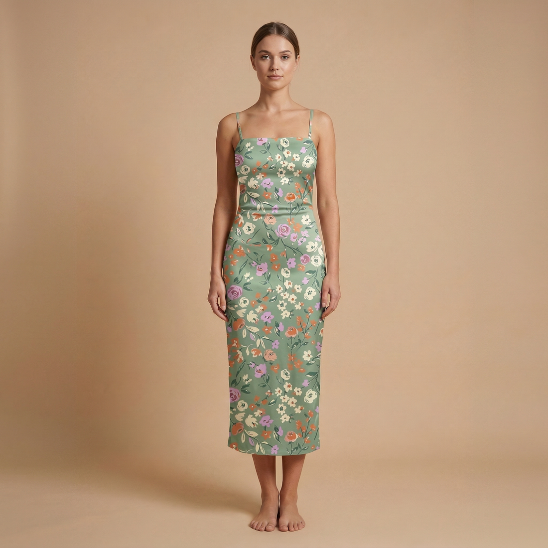 Garden Party Spaghetti Strap Dress | All Over Print Boho Floral Fashion — view 1