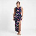 Noir Rose & Butterfly Side Slit Dress | All Over Print Dark Floral Fashion — view 6