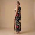 Moonlit Dahlia Side Slit Dress | All Over Print Dark Floral Fashion — view 3