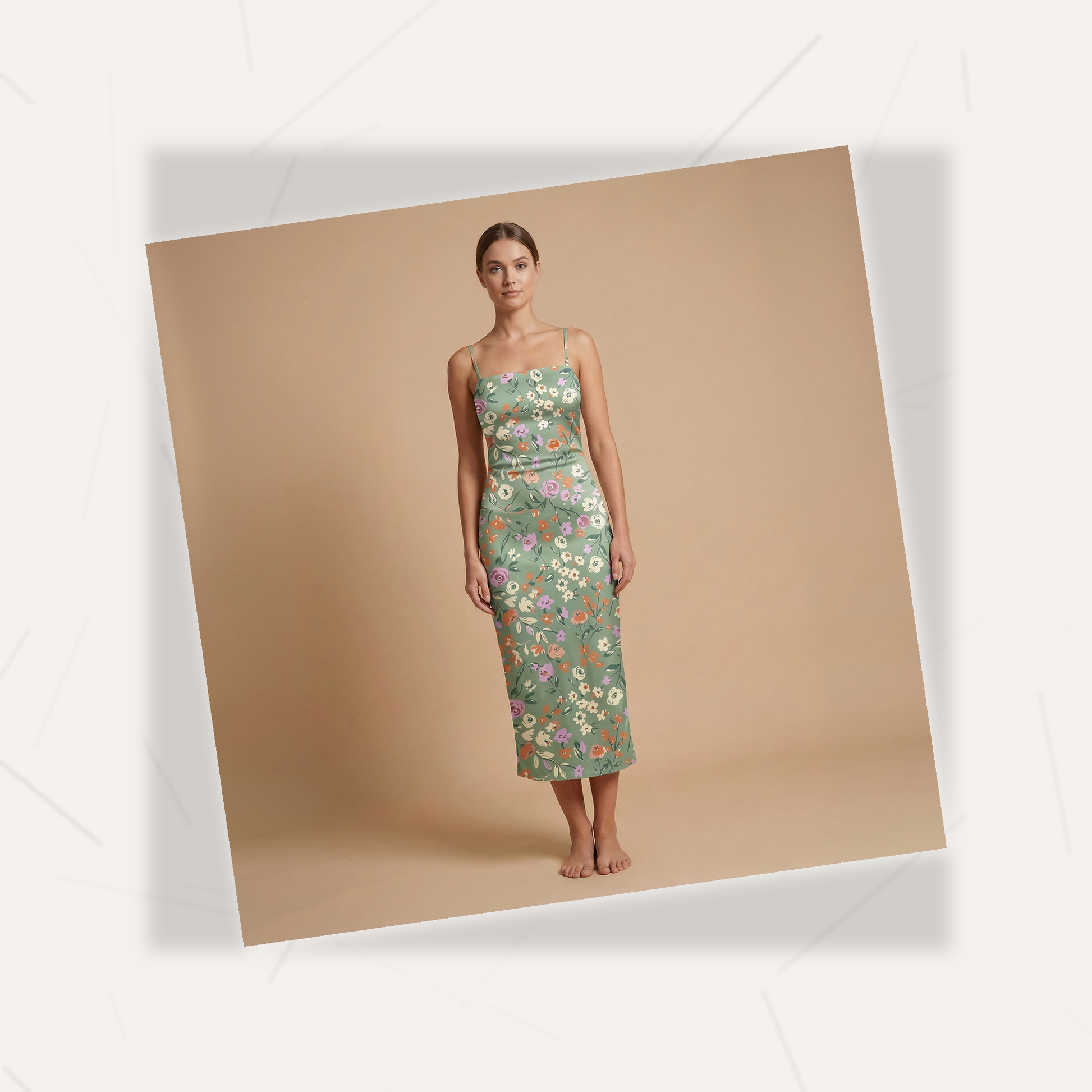 Garden Party Spaghetti Strap Dress | All Over Print Boho Floral Fashion — view 7