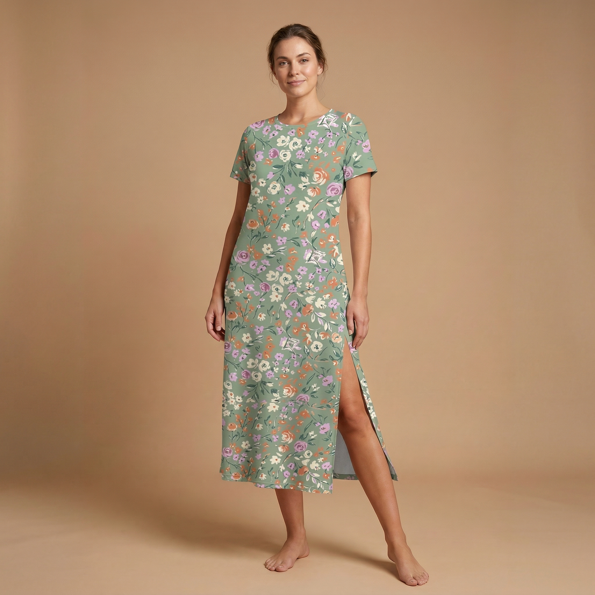 Garden Party Side Slit Dress | All Over Print Boho Floral Fashion — view 1