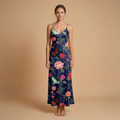 Noir Rose & Butterfly Sleeveless Maxi Dress | All Over Print Dark Floral Fashion — view 1