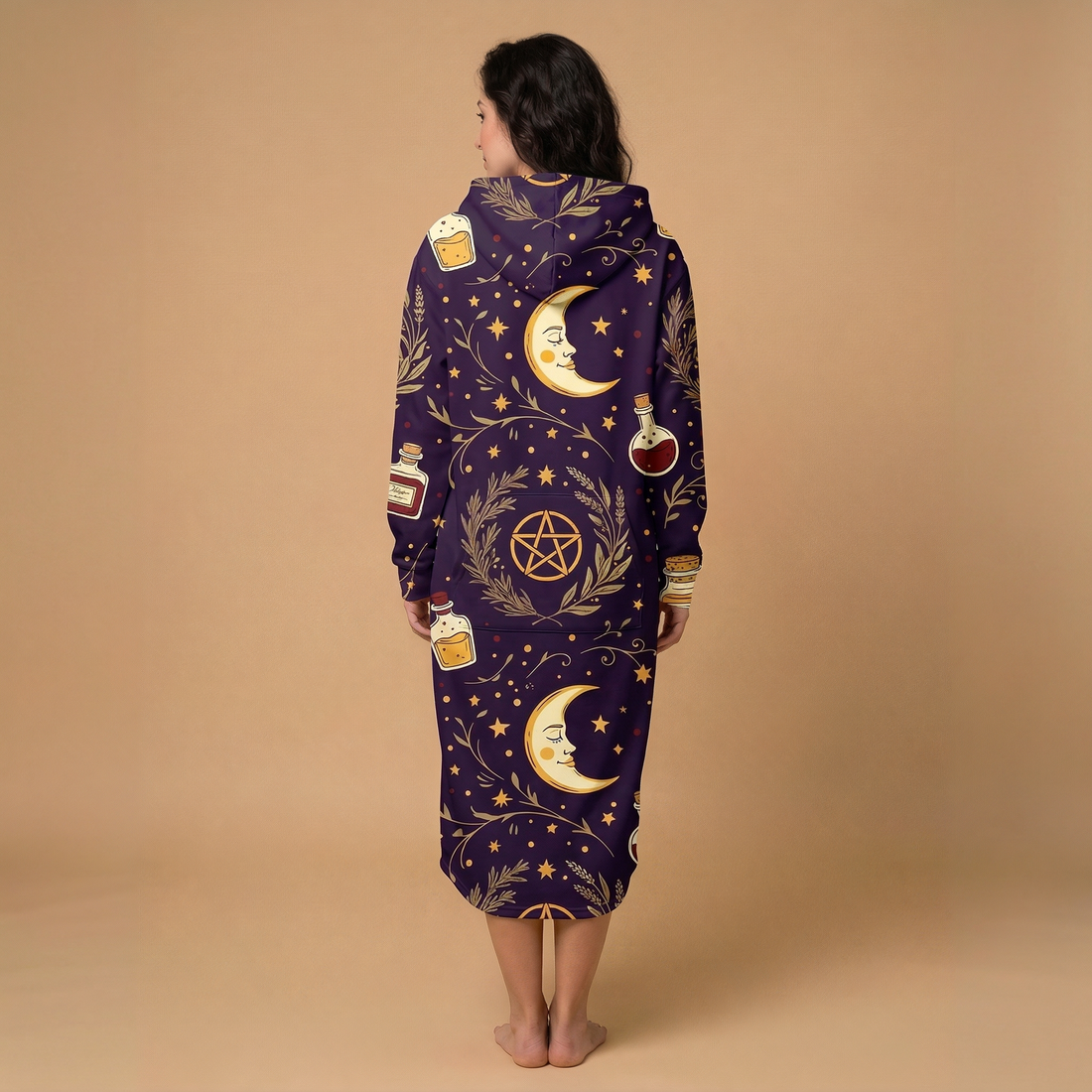 Celestial Witch Hoodie Dress | All Over Print Whimsigoth Fashion — view 1