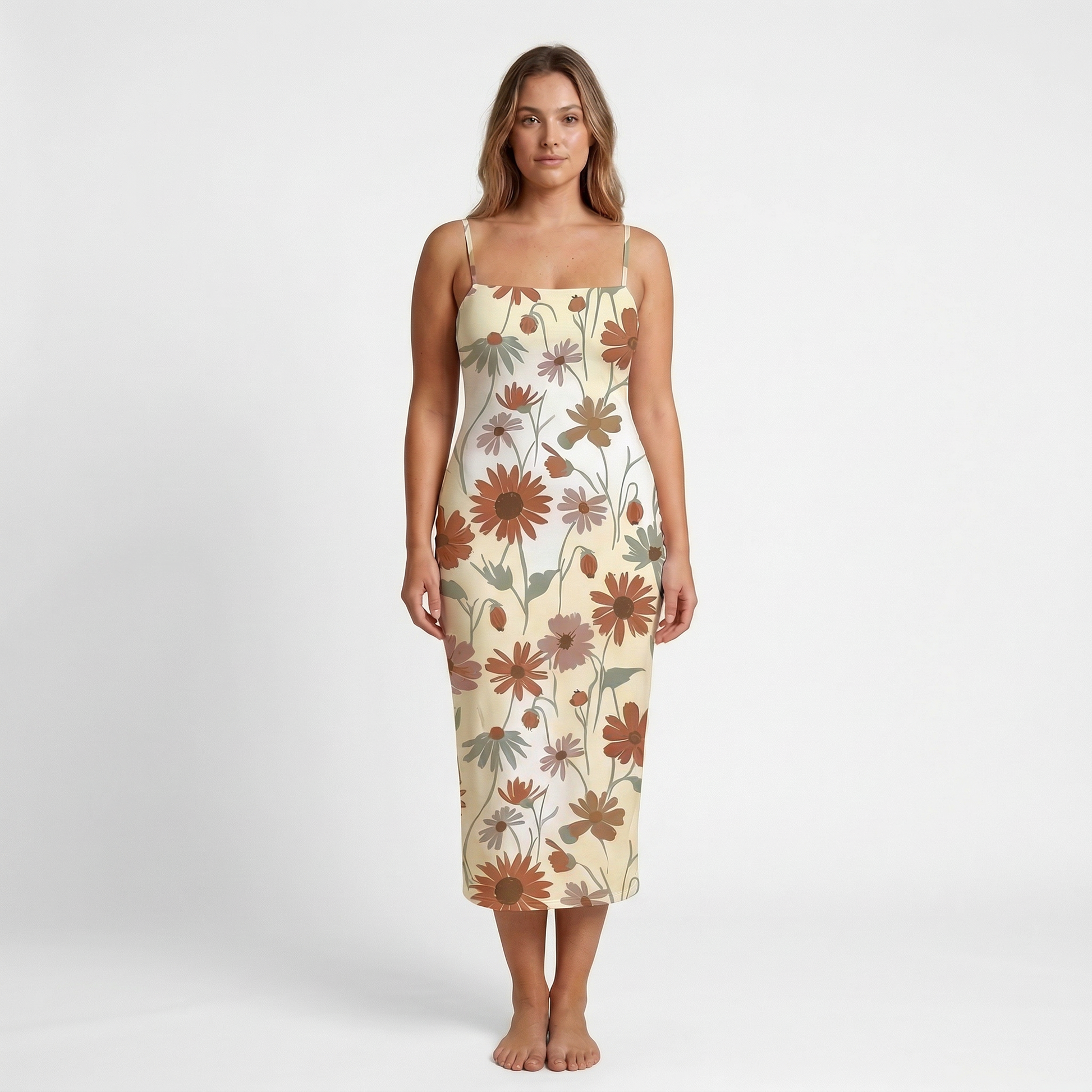 Wildflower Meadow Spaghetti Strap Dress | All Over Print Boho Floral Fashion — view 6
