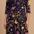 Cosmic Garden 3/4 Sleeve Maxi Dress | All Over Print Celestial Fashion — view 5