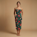 Dark Garden Tapestry Spaghetti Strap Dress | All Over Print Dark Floral Fashion — view 1