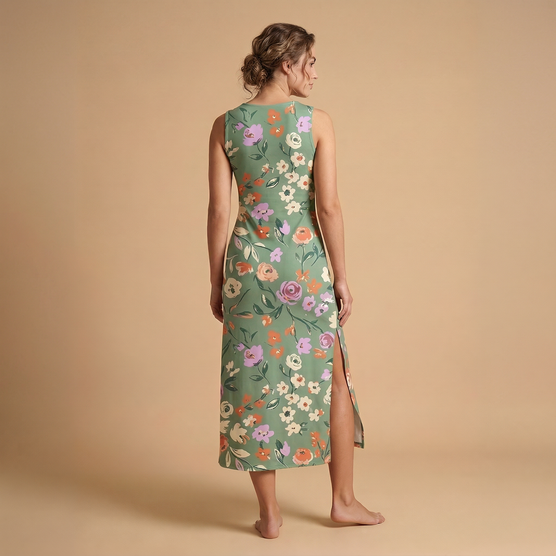 Garden Party Side Slit Dress | All Over Print Boho Floral Fashion — view 2