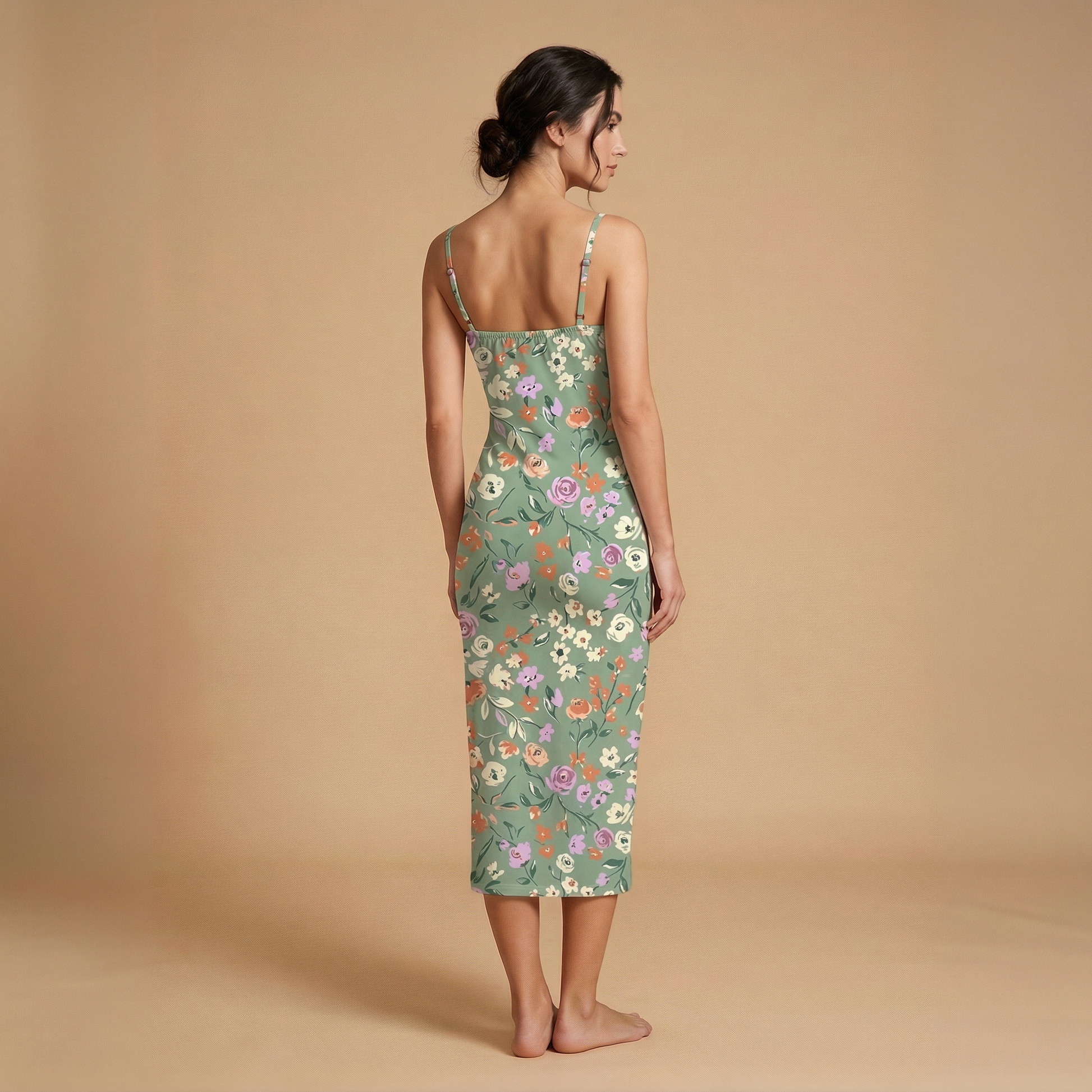 Garden Party Spaghetti Strap Dress | All Over Print Boho Floral Fashion — view 2