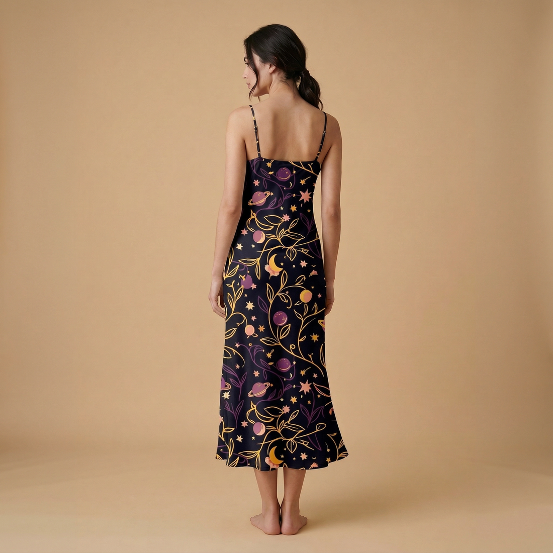 Cosmic Garden Sleeveless Maxi Dress | All Over Print Celestial Fashion — view 1